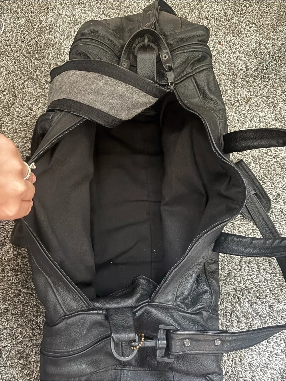 Vintage Talon Black Leather Travel Duffel Bag - Men's Weekend Bag
